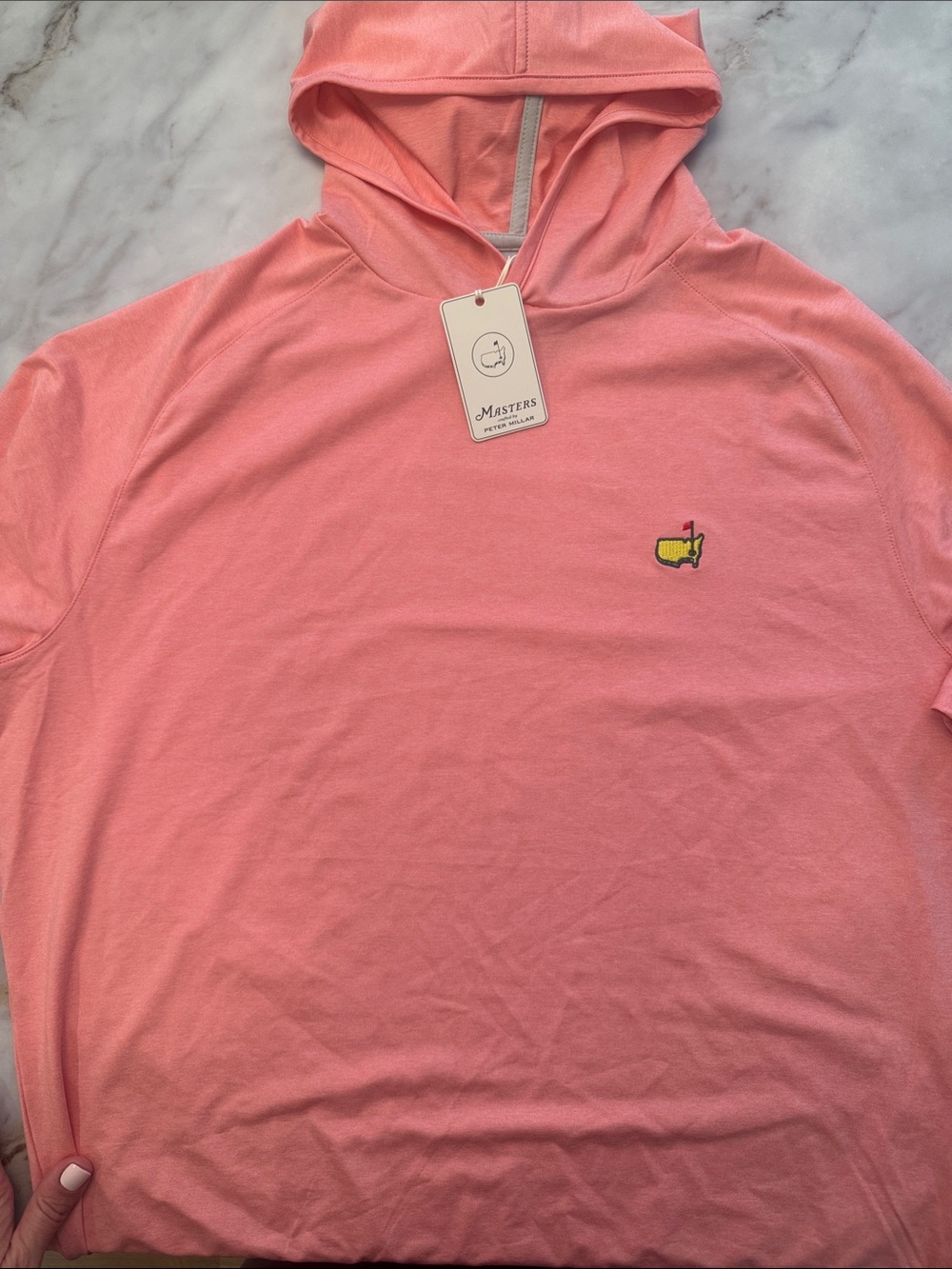 Masters Peter Millar Coral Hooded Pullover with Embroidered Logo
